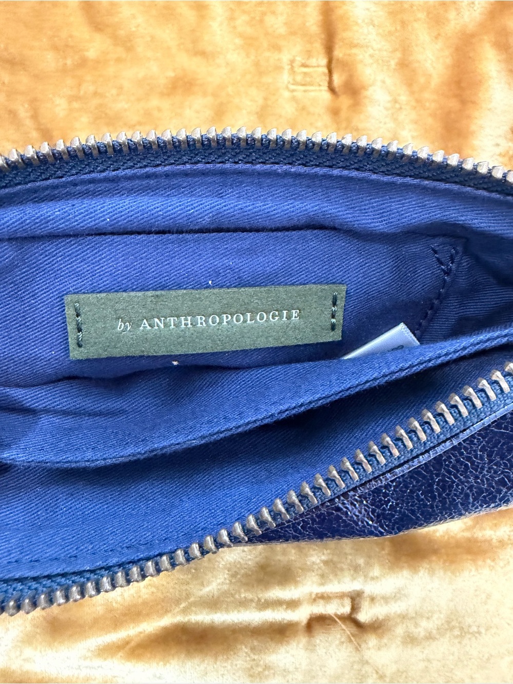 Anthropologie Metallic Navy Wristlet with Striped Strap - Picture 4 of 5